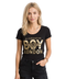Playera Boy London Mujer Negra Alternative Foil Dorado