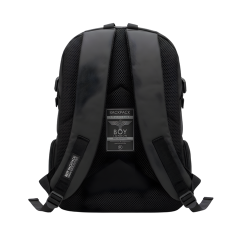 Mochila Boy London Negra Placa Águila Gunmetal Premium