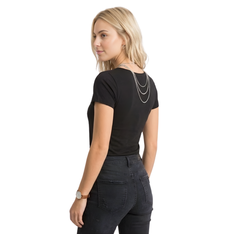 Playera Boy London Mujer Negra Alternative Foil Dorado