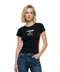 Playera Boy London Mujer Negra Franjas Naranja Águila
