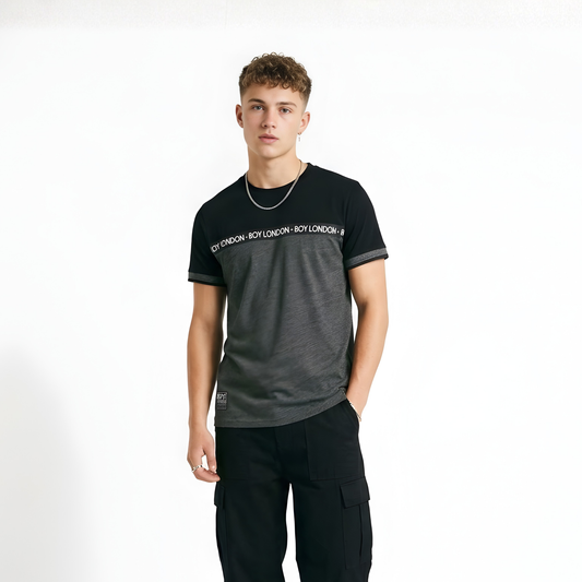 Playera Boy London Gris Estampado Fraccionado Original