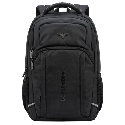 Mochila Boy London Negra Águila Metálica Multibolsillos