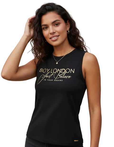 Playera Sin Mangas Negra Mujer Boy London Just Believe
