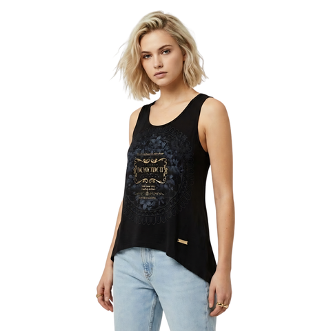 Blusa Boy London Mujer Negra Espalda Escotada Dorado
