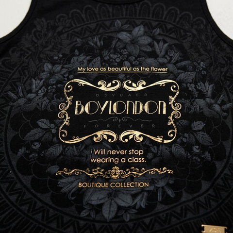 Blusa Boy London Mujer Negra Espalda Escotada Dorado