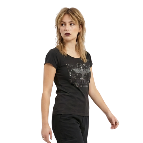 Blusa Boy London Mujer Negra Foil Plateado Vintage