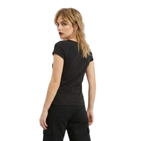 Blusa Boy London Mujer Negra Foil Plateado Vintage
