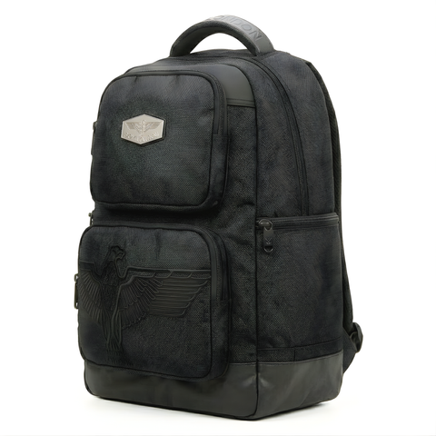 Mochila Boy London Negra Águila Relieve Camo Tonal