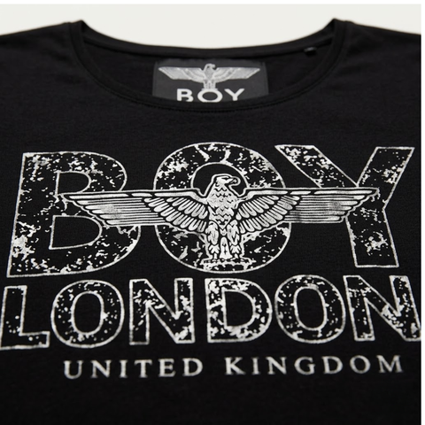Blusa Boy London Mujer Negra Foil Plateado Vintage