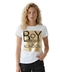 Playera Boy London Mujer Blanca Foil Dorado Casual