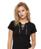 Blusa Boy London Mujer Negra Cordones Cruzados Logo