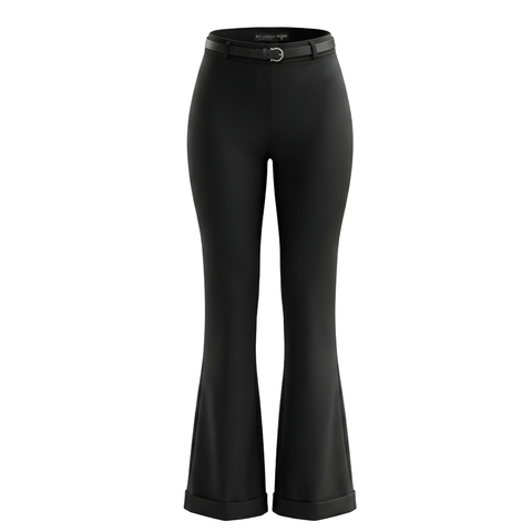 leggins Flare Boy London Mujer Negro Cinturón Cintura Alta