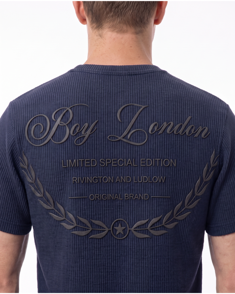 Playera Acanalada waffle Boy London Azul Marino Águila