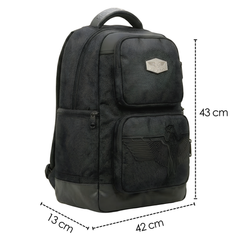 Mochila Boy London Negra Águila Relieve Camo Tonal