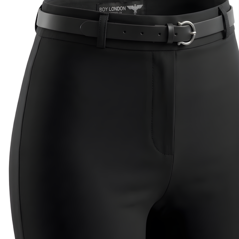 leggins Flare Boy London Mujer Negro Cinturón Cintura Alta