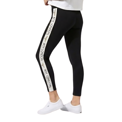 Leggings Boy London Mujer Negro Franja Dorada UK