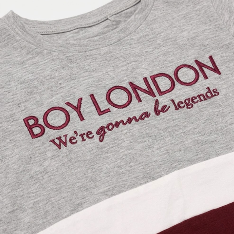 Blusa Boy London Mujer Gris Vino Bordado Legends