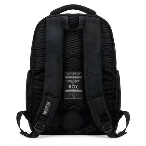 Mochila Boy London Negra Águila Relieve Camo Tonal