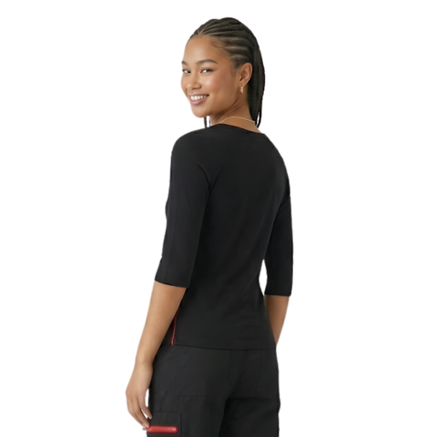 Playera Boy London Mujer Negra Letras Plateadas Rojo