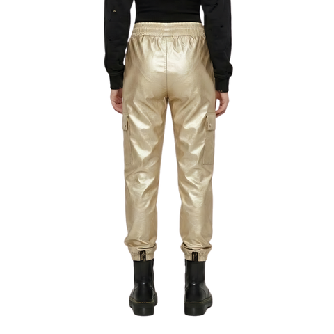 Pantalón Jogger Cargo Metálico Para Mujer Boy London Dorado