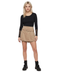 Falda Short De Gamuza Beige Con Cinturón Para Mujer Marrón