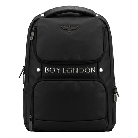 Mochila Boy London Negra Letras Metal Cromado Premium