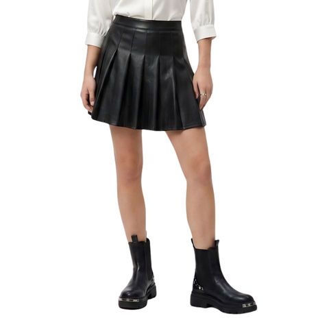Falda Boy London Mini Plisada de Piel Sintética Negra