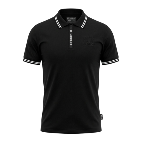 Playera Polo Boy London Hombre Negra Cierre