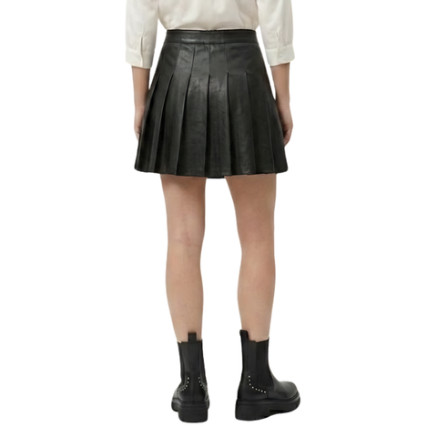 Falda Boy London Mini Plisada de Piel Sintética Negra