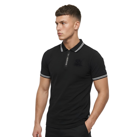 Playera Polo Boy London Hombre Negra Cierre