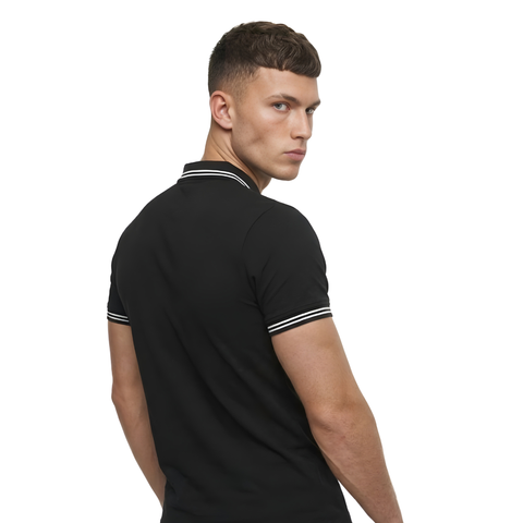 Playera Polo Boy London Hombre Negra Cierre