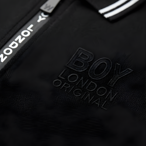 Playera Polo Boy London Hombre Negra Cierre