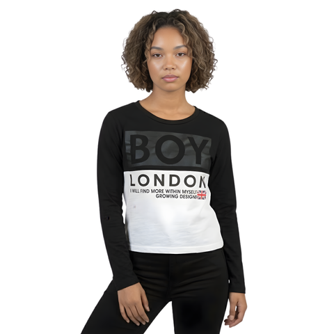 Blusa De Dama Crop Top Manga Larga Casual Juvenil Boy London Blanco Y Negro