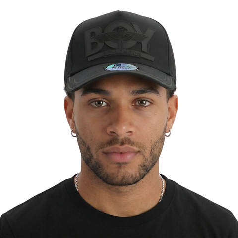 Gorra Ajustable Logo Engomado Bordado Letras Boy London Negro Único Liso
