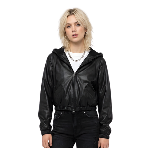 Sudadera Vinipiel Boy London Mujer Negra Gorro