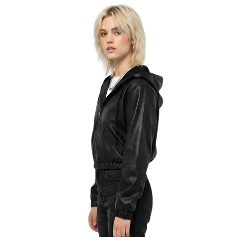Sudadera Vinipiel Boy London Mujer Negra Gorro