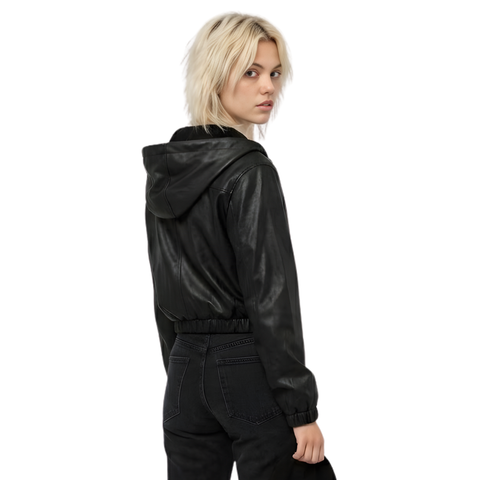 Sudadera Vinipiel Boy London Mujer Negra Gorro