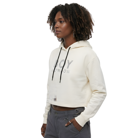 Sudadera Crop Top Boy London Mujer Blanca Pedrería
