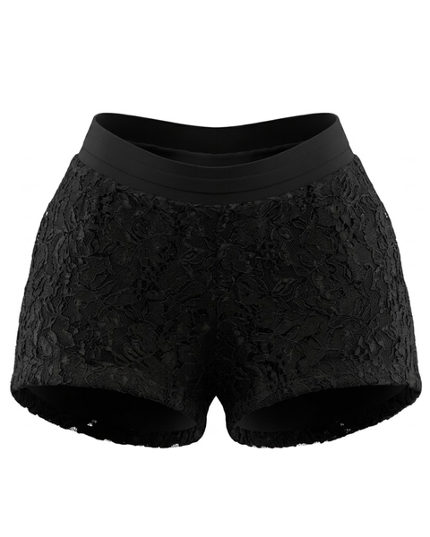 Short Boy London Encaje Floral Negro Mujer Premium