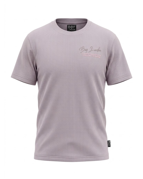 Playera Boy London Waffle Firma Caligráfica Lila Pálido