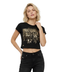 Crop Top Boy London Mujer Negro Cascada Metálica Oro
