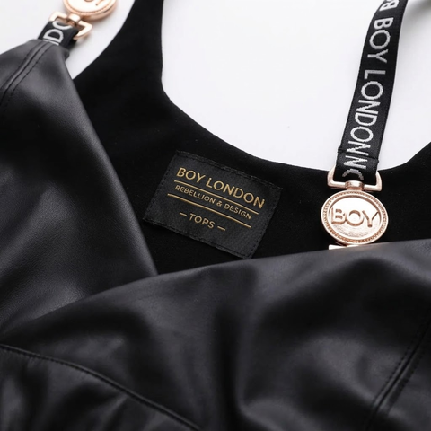Crop Top Vinipiel Boy London Mujer Negro Cruzado