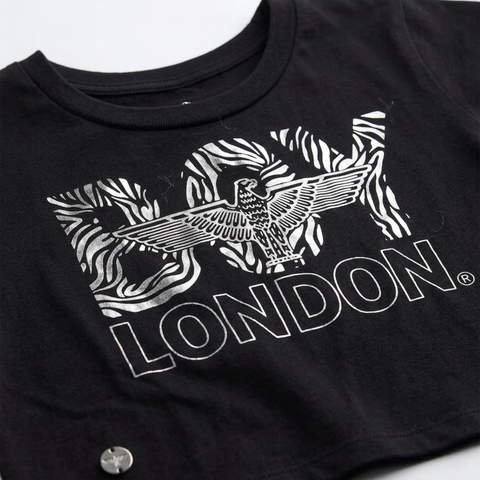 Crop Top Boy London Mujer Negro Zebra Foil Plata