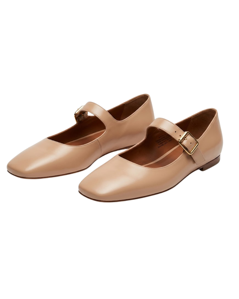 Zapato Mary Jane de Dama Beige Hebilla Dorada Boy London Shoes
