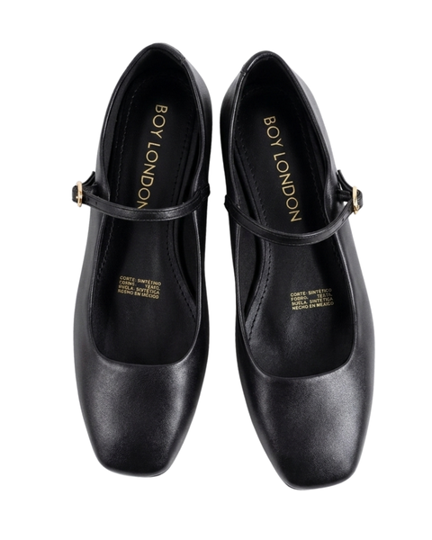Zapato Mary Jane Boy London Mujer Negro Hebilla Dorada Shoes