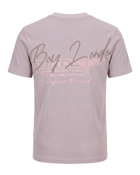 Playera Boy London Waffle Firma Caligráfica Lila Pálido