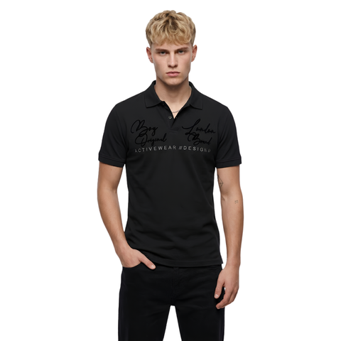 Playera Polo Boy London Hombre Negra Slim Firma