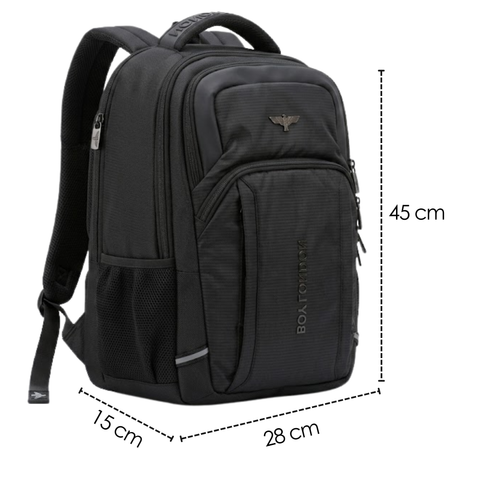 Mochila Boy London Negra Águila Metálica Multibolsillos