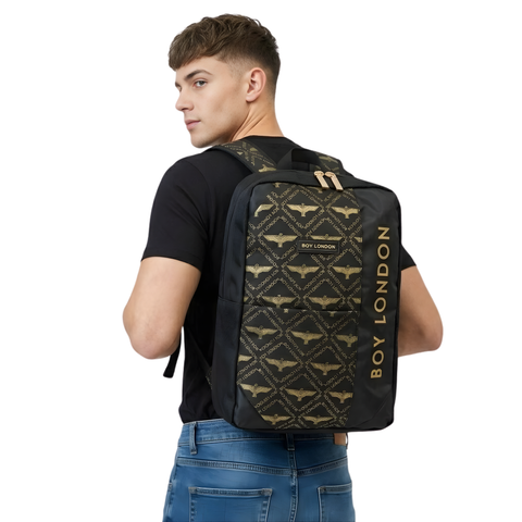 Mochila Boy London Negra Monograma Dorado Premium