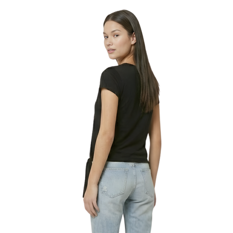 Blusa Boy London Mujer Negra Plata Nudos Costados